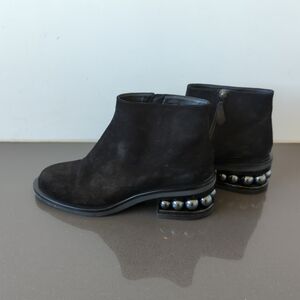 Nicholas Kirkwood Black Suede Pearl Crosta Ankle Bootie EU 39.5 US 9.5